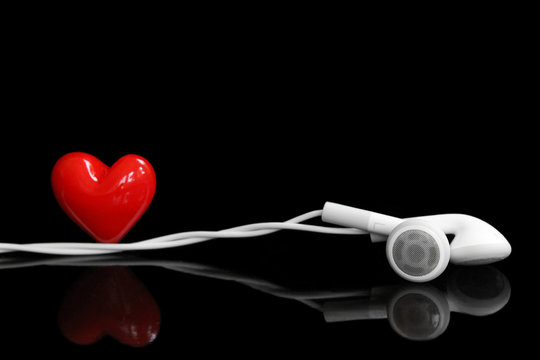 Earphone and a red heart