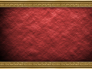 Red plastered wall and picture frame