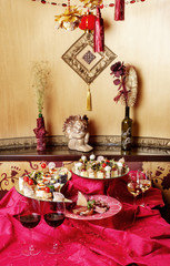 Delicious canap&eacute;s and snacks for wine on the holiday table