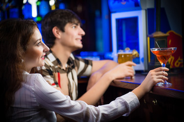 young woman in a bar