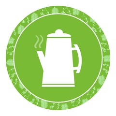 Cafetière dans un panneau rond vert