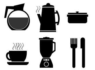 Ustensiles de cuisine en 6 icônes