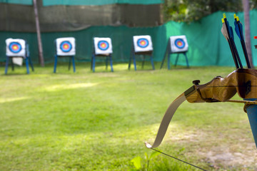 Sporting a bow and arrows