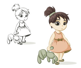 girl with a toy bunny