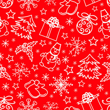 Christmas seamless pattern abstract red background