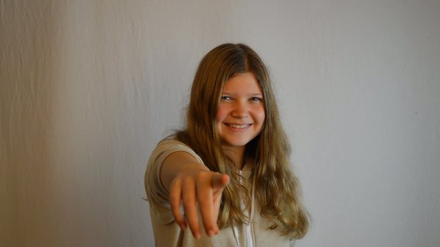 Girl pointing finger