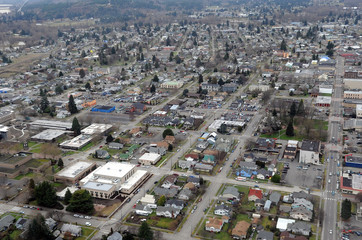 The gridded streets of old Centralia, Washington