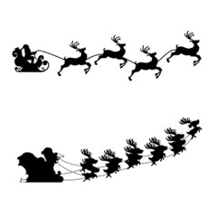 Schlitten Rentier Weihnachten Silhouette Vektor Set