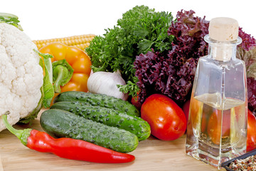 Tasty fresh vegetables for salad preparation