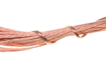 Obraz na płótnie Canvas Red copper wire symbol of power transmission