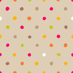 Hand-drawn polka dot seamless pattern