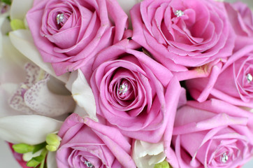 Pink Roses And White Orchid Bouquet