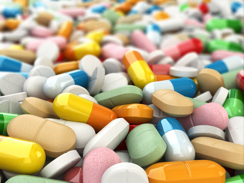 Medicine pills background.