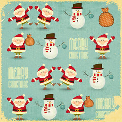 Santa Claus and Snowman Background