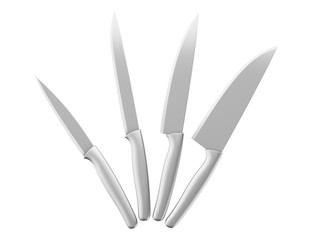 set of kitchen knives isolated on white background