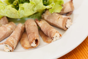 meat rolls with cottage cheese