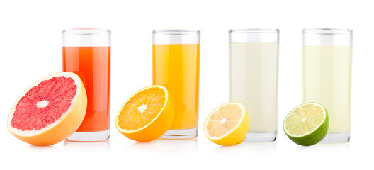 fresh citrus juices with fruits