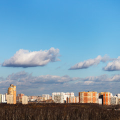 autumn urban landscape with bare trees