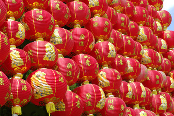 Fototapeta premium red chinese lantern wall
