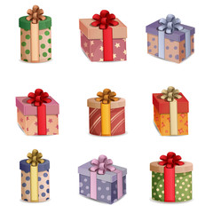 Set of gift boxes isolated on white