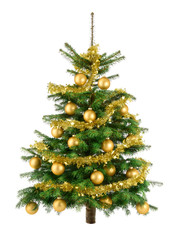 Pfiffiger Weihnachtsbaum mit goldenen Kugeln