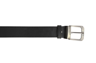 black leather belt isolated on white background