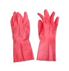 Fototapeta premium household protective rubber gloves Isolated on white background