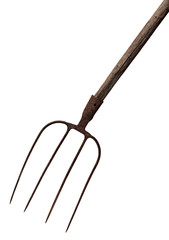 Old rusty fork isolated on a white background.