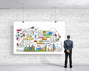 Businessman with banner