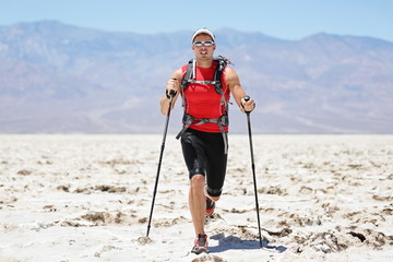 Ultra running man - trail runner in extreme race