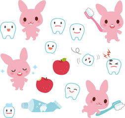 歯とウサギのキャラクター