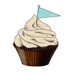 Vector cupcake isolated on white