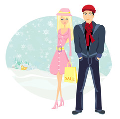 couple on Christmas shopping