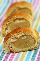 Pastry with almond filling, close up