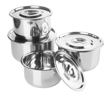 stainless steel pot on a background