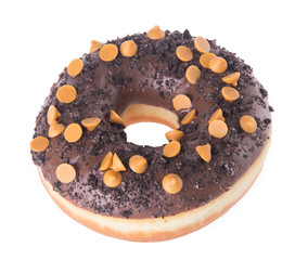 chocolate donuts on a white background