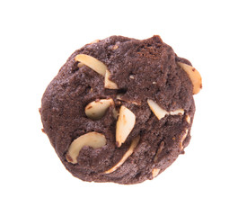 Almonds chocolate chips cookies on background