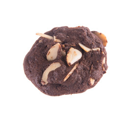 Almonds chocolate chips cookies on background