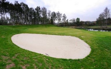 Golf course landscape view before storm