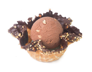 ice cream. Chocolate Ice Cream Scoop on a background