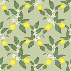 Seamless pattern with lemons