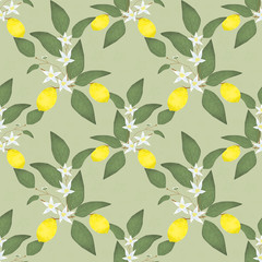 Seamless pattern with lemons