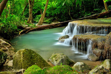 Green Waterfall in Tropical Rainforest - 58164698