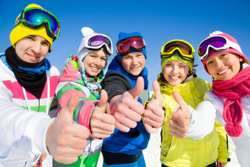 Company of friends on ski holiday