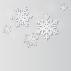 Winter vector background - snowflakes on grey