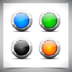 Metal web buttons. Vector eps10.