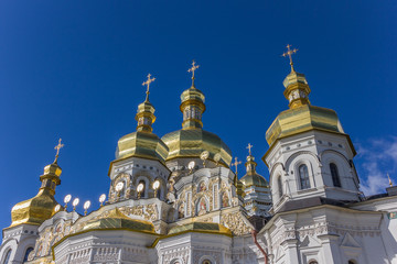 Fototapeta na wymiar Domes of the cathedral in the Kiev Pechersk Lavra