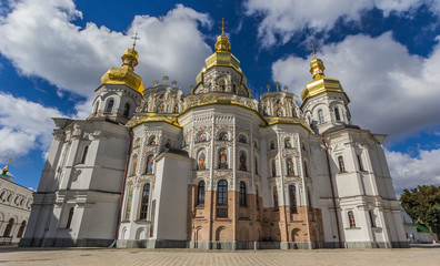 Fototapeta na wymiar Front of the cathedral in the Kiev Pechersk Lavra