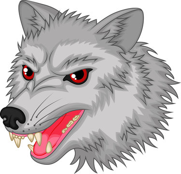 Angry wolf cartoon character