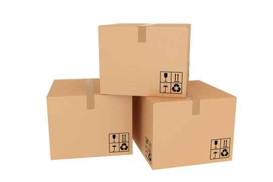 Several closed cardboard boxes